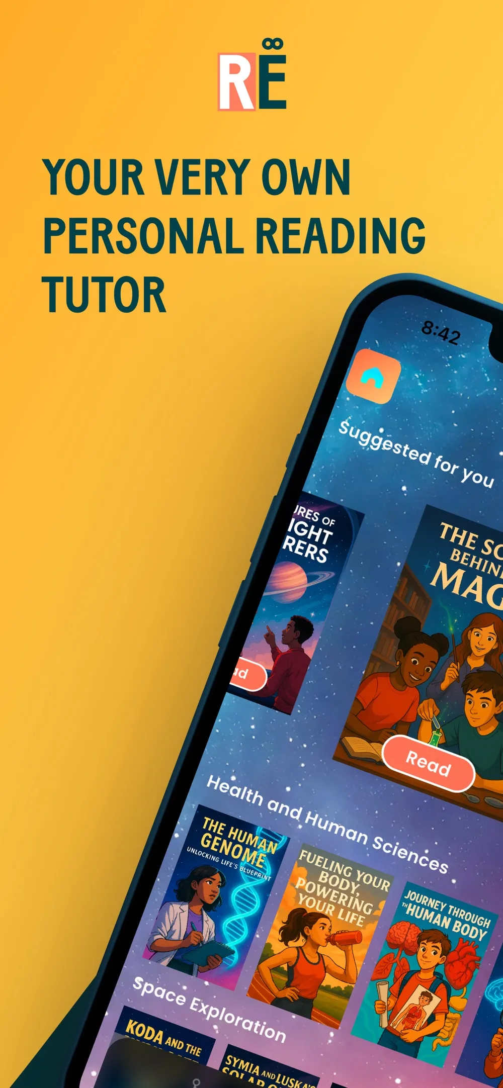 Readable English home screen with suggested reading passages